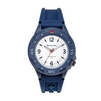 46mm Unisex Columbia Trailhead Watch with a White Dial and Blue Silicone Strap