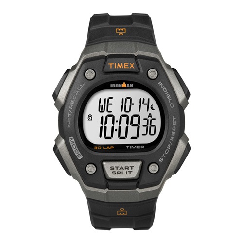 42mm Men's Timex Ironman Digital Watch with Grey Dial and Black Strap -  Bulova, T5K821