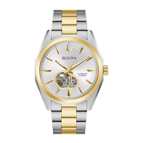 42mm Men's Bulova Surveyor Automatic Watch with a Silver-tone Dial and Two-tone Bracelet -  Citizen, 98A284V