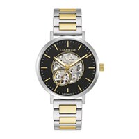 39.5mm Men's Caravelle Automatic Watch with Black Dial and Two-Ton Bracelet