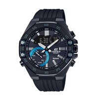 48mm Men's Casio Edifice Analog-Digital Watch with Black Dial and Black Resin Strap