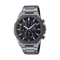 49mm Men's Casio Edifice Watch with a Black Dial and Silver-Tone Bracelet