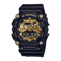 52mm Men's Casio G-Shock Analog-Digital Watch with a Yellow Gold-Tone Dial and Black Strap