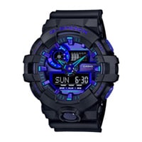 57mm Men's Casio G-Shock Analog-Digital Watch with a Blue Violet Dial and Black Strap