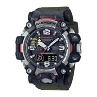 61mm Men's Casio G-Shock Mud Master Analog-Digital Watch with a Black Dial and Green Strap