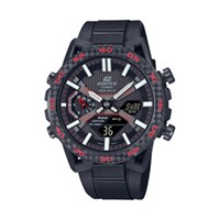 43mm Men's Casio Edifice Analog-Digital Watch with a Black Dial and Black Strap