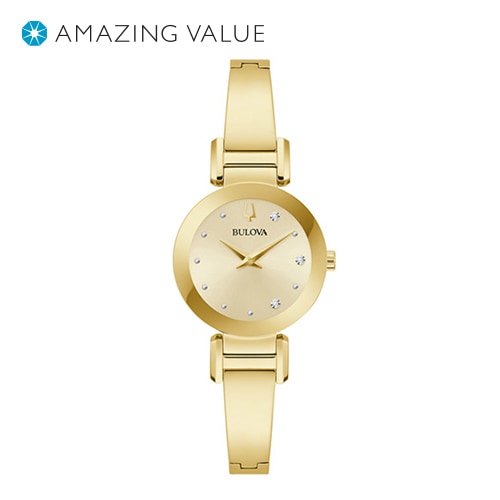 26mm Ladies' Bulova Marc Anthony Watch with a Champagne Dial and Yellow Gold-Tone Bracelet -  Citizen, 97P164V