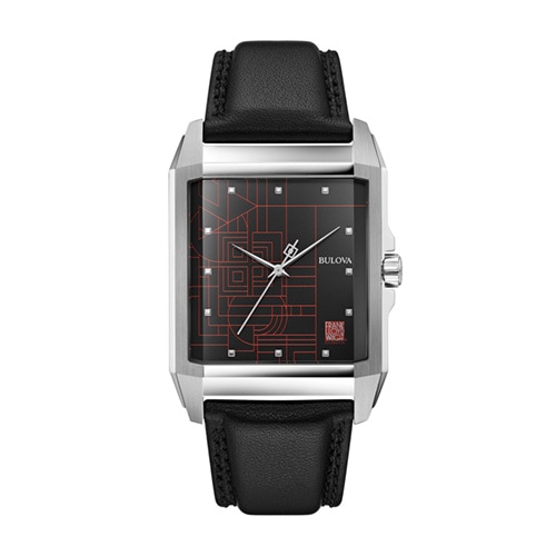 35mm Men's Bulova Frank Lloyd Wright Watch with a Black Dial and Black Leather Strap -  Citizen, 96A223V