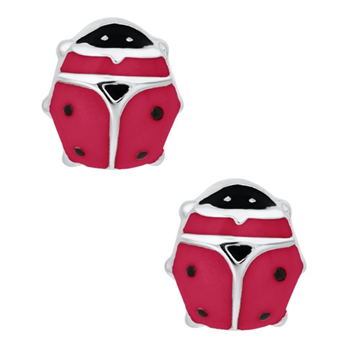 Child's Ladybug Stud Earrings in Sterling Silver
