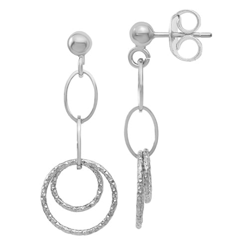 Multi Circle Dangle Earrings in 14K White Gold