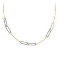 Paper Clip Link 18 Necklace in 14K Yellow and White Gold