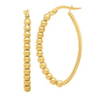 Beaded Oval Hoops in 14K Yellow Gold