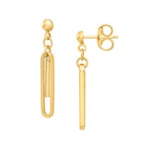 Paper Clip Dangle Earrings in 14K Yellow Gold