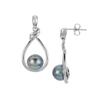 Tahitian Cultured Pearl Earrings in Sterling Silver