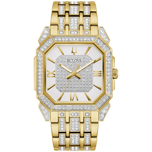 40mm Men's Bulova Crystal Octavia Watch with a Silver-tone Dial and Yellow Gold-tone Bracelet -  Citizen, 98A295V