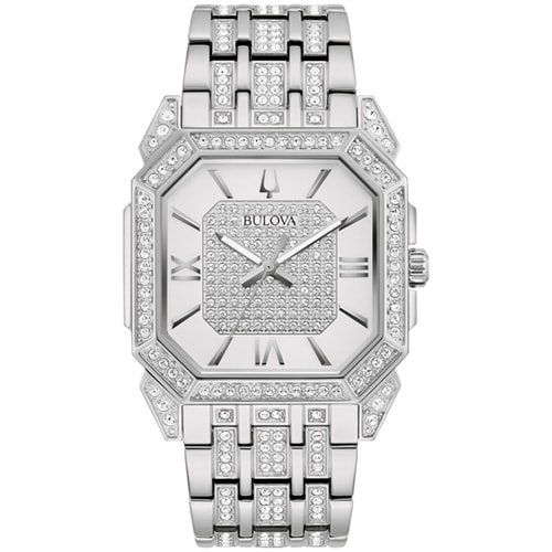 40mm Men's Bulova Crystal Watch with a Silver-tone Dial and Silver-tone Bracelet -  Citizen, 96A285V