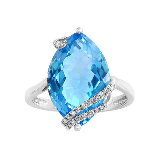 EFFY Blue Topaz and Diamond Accented Ring in 14K White Gold -  HRW0X201DB