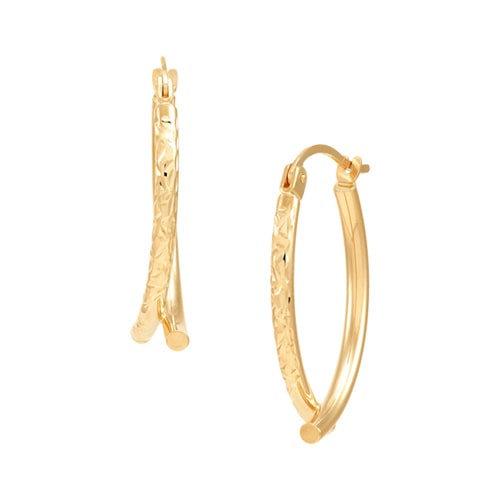 Wishbone Tube Earrings in 14K Yellow Gold