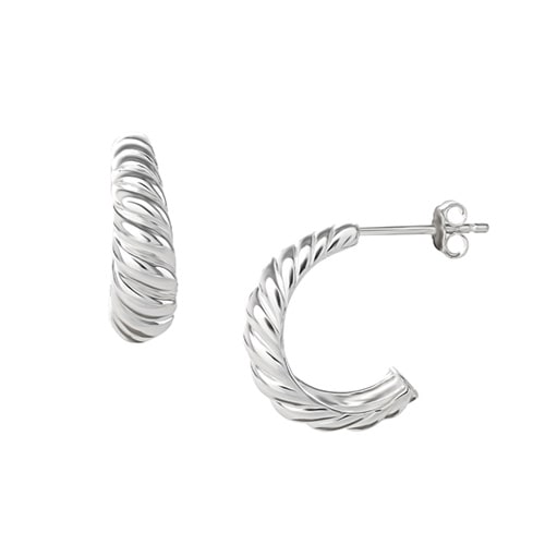 Scalloped Hoop Earrings in Sterling Silver