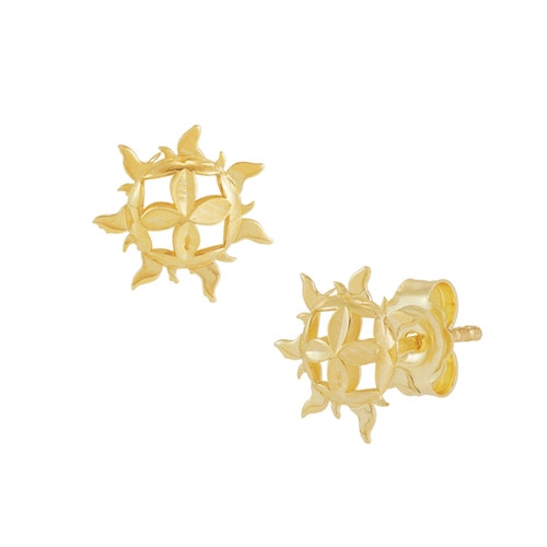 Sun Stud Earrings in 10K Yellow Gold