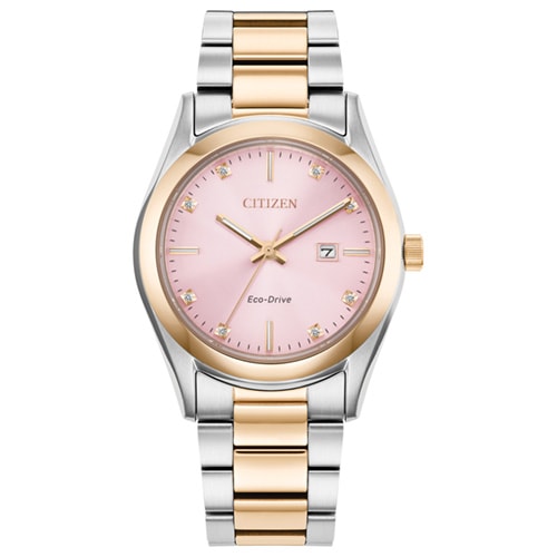 33mm Ladies' Citizen Eco-Drive® Sport Luxury Watch with a Pink Dial and Two-Tone Bracelet -  EW2706-58XV