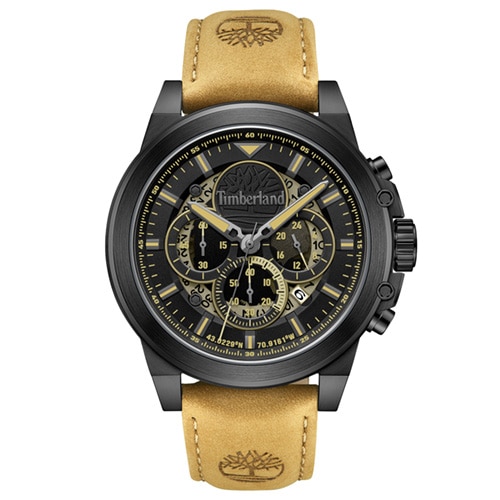 46mm Men's Timberland Fast Strike Watch with a Black Dial and Brown Strap -  Geneva Watch Group Inc - Ecom Only, TDWGB0056003