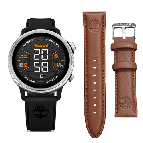 45mm Men's Timberland Trail Force Smart Watch with a Black Dial and Black and Brown Straps -  Geneva Watch Group Inc - Ecom Only, TDIGB0064501SET