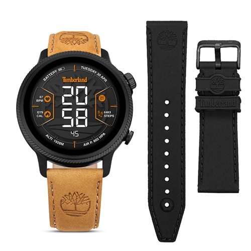 45mm Men's Timberland Trail Force Smart Watch with a Black Dial and Black and Brown Straps -  Geneva Watch Group Inc - Ecom Only, TDIGB0064503SET