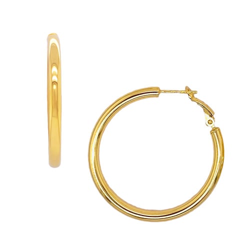 Hoop Earrings in 18K Yellow Gold Over Sterling Silver