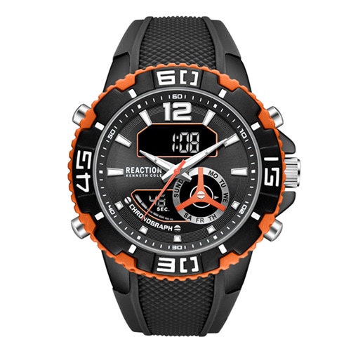 49mm Men's Kenneth Cole Reaction Analog-Digital Watch with a Black Dial and Black Strap -  Geneva Watch Group Inc - Ecom Only, KRWGP7005802
