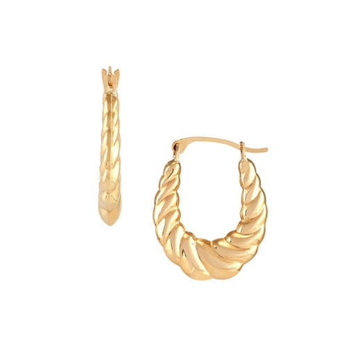 Oval Croissant Hoop Earrings in 14K Yellow Gold