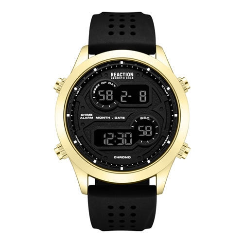 47mm Men's Kenneth Cole Reaction Digital Watch with a Black Dial and Black Strap -  Geneva Watch Group Inc - Ecom Only, KRWGP7005505