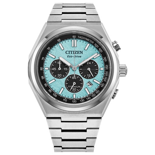 42mm Men's Citizen Eco-Drive® Titanium Watch with a Blue Dial and Silver-Tone Bracelet -  CA4610-85MV