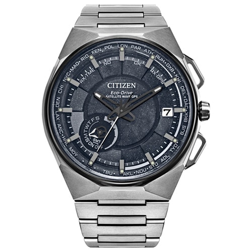 45mm Citizen Eco-Drive® Titanium Watch with a Black Dial and Silver-Tone Bracelet -  CC3097-52EV