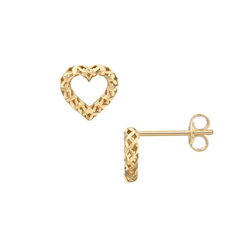 Heart Stud Earrings in 10K Yellow Gold