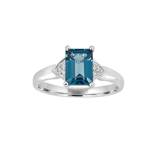 Blue Topaz and Diamond Accented Ring in 10K White Gold