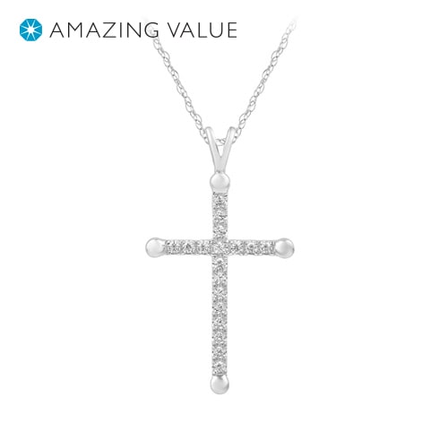 1/8 ct. tw. Diamond Cross Pendant in 10K White Gold