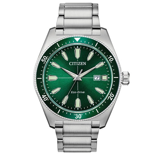 43mm Men’s Citizen Eco-Drive® Brycen Watch with Green Dial and Silver-Tone Bracelet