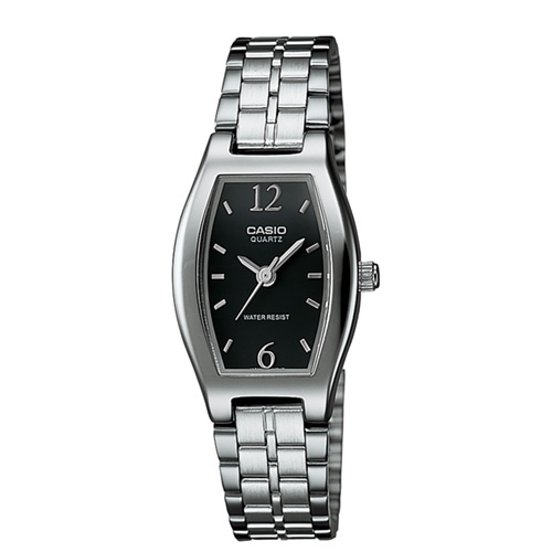 34mm Ladies' CASIO® Watch with a Black dial and Silver-tone Bracelet