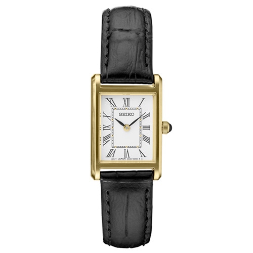 18mm Ladies' Seiko Essentials Watch with a White Dial and Black Strap