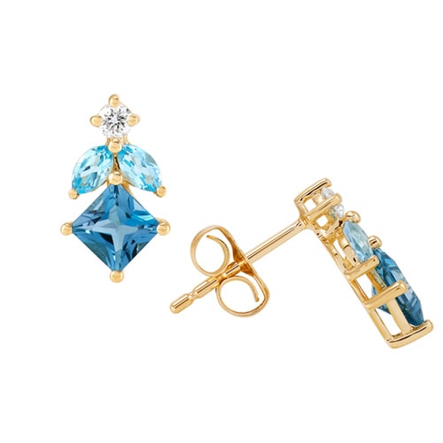 Blue Topaz and Diamond Accented Earrings