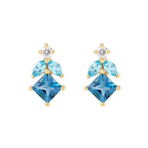 Blue Topaz and Diamond Accented Earrings
