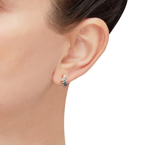 Blue Topaz and Diamond Accented Earrings