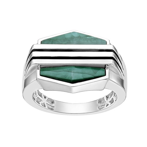PRIMO Elite Men's Malachite Ring in Sterling Silver