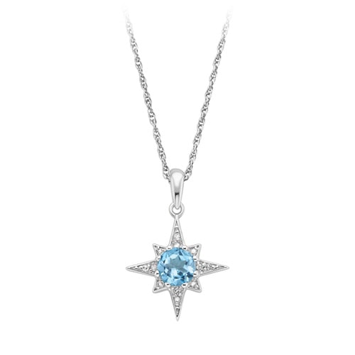 Blue Topaz and Diamond Accented Star Pendant in 10K White Gold Blue Topaz and Diamond Accented Star Pendant in 10K White Gold