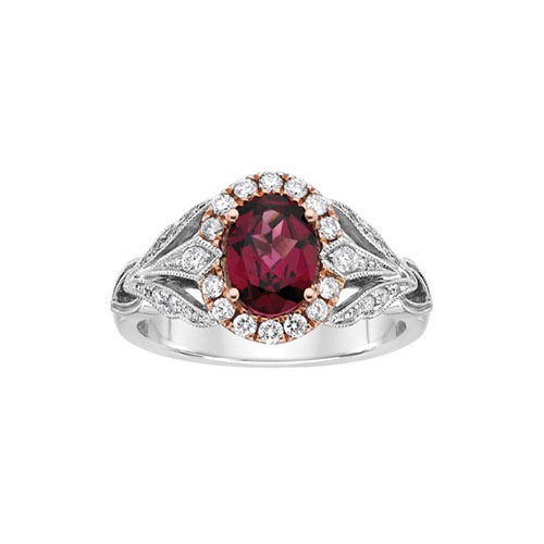 EFFY Rhodolite Garnet and 3/8 ct. tw. White Diamond Ring in 14K White and Rose Gold EFFY Rhodolite Garnet and 3/8 ct. tw. White Diamond Ring in 14K White and Rose Gold