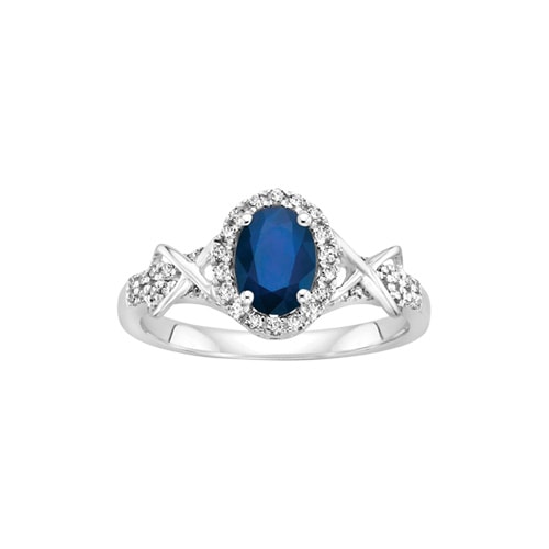 Blue Sapphire and 1/4 ct. tw. Diamond Fashion Ring in 10K White Gold Blue Sapphire and 1/4 ct. tw. Diamond Fashion Ring in 10K White Gold