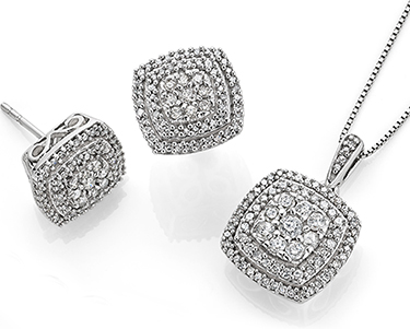 Diamond earrings and pendant Diamond earrings and pendant