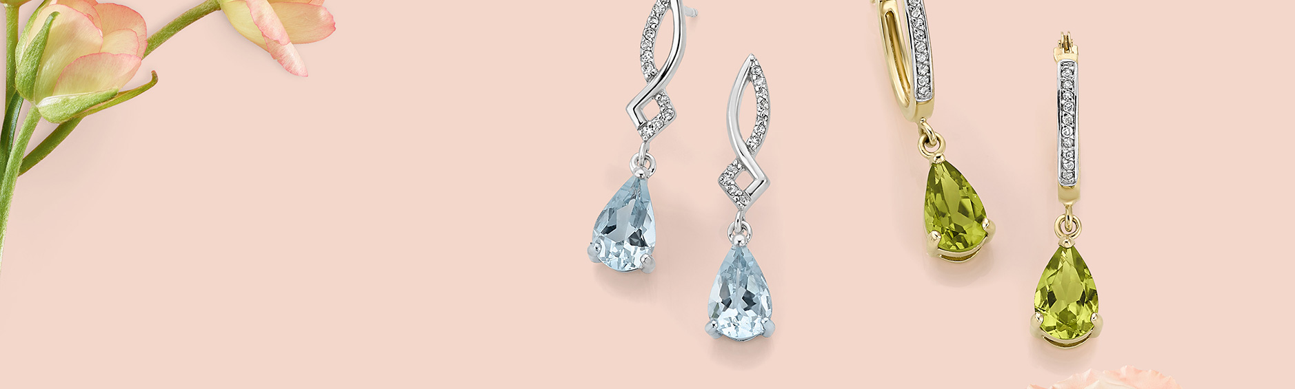 Gemstone earrings.