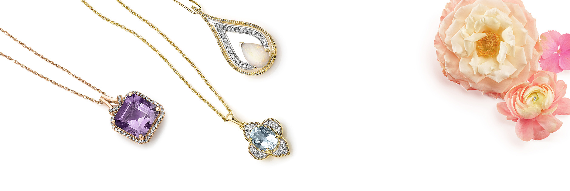 Gemstone pendants.
